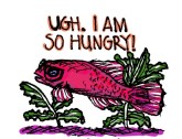 Hungry fish. Stupid Fish series, Volume 1. Marker and digital.